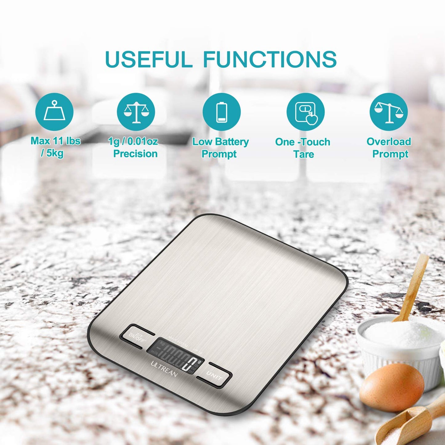 Ultrean Kitchen Scale - 11lb Capacity