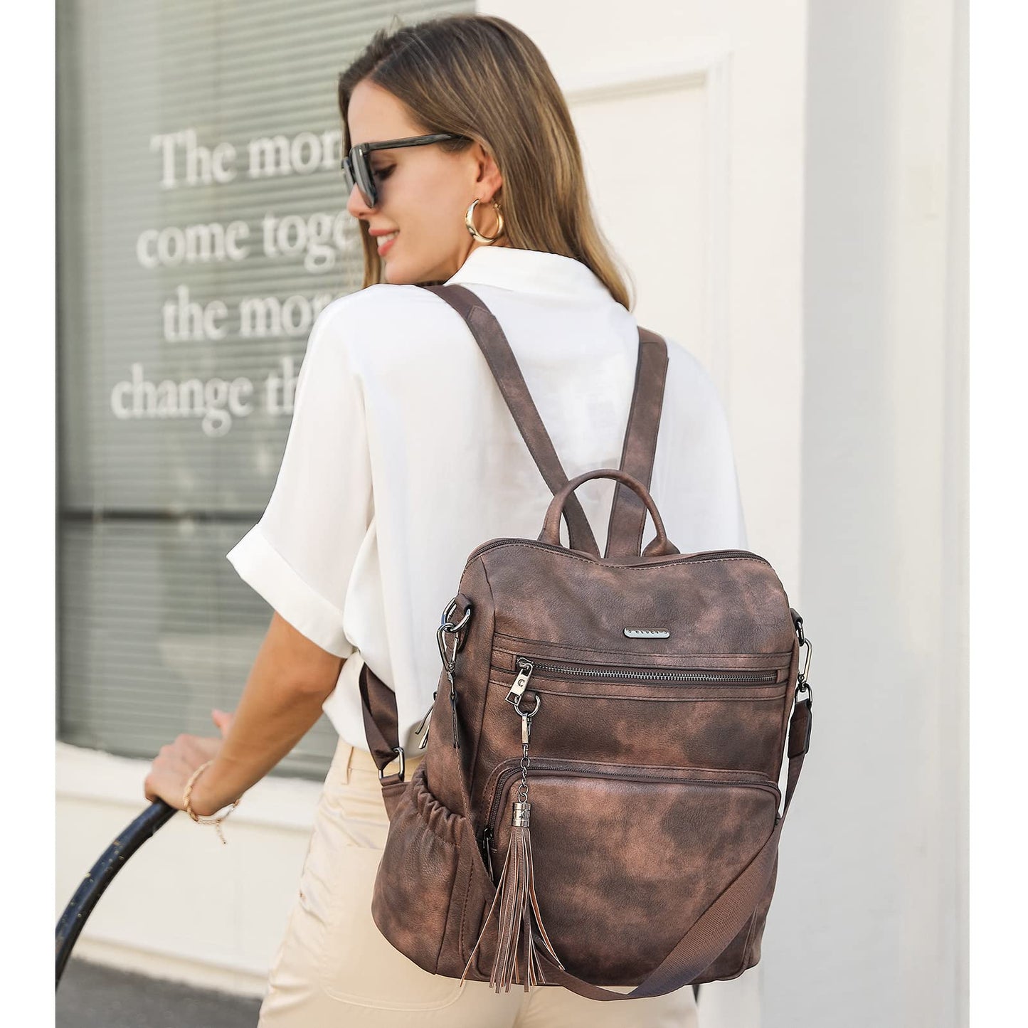 CLUCI Luxe Convertible Leather Backpack Purse
