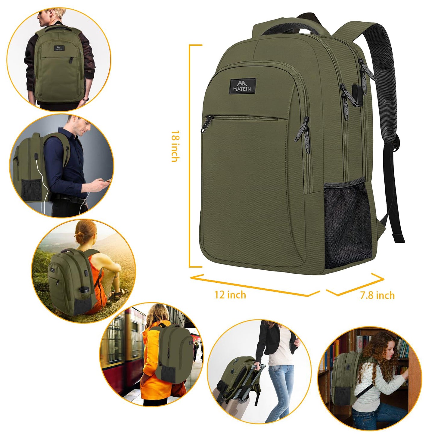 MATEIN SleekGuard Laptop Backpack with USB Port