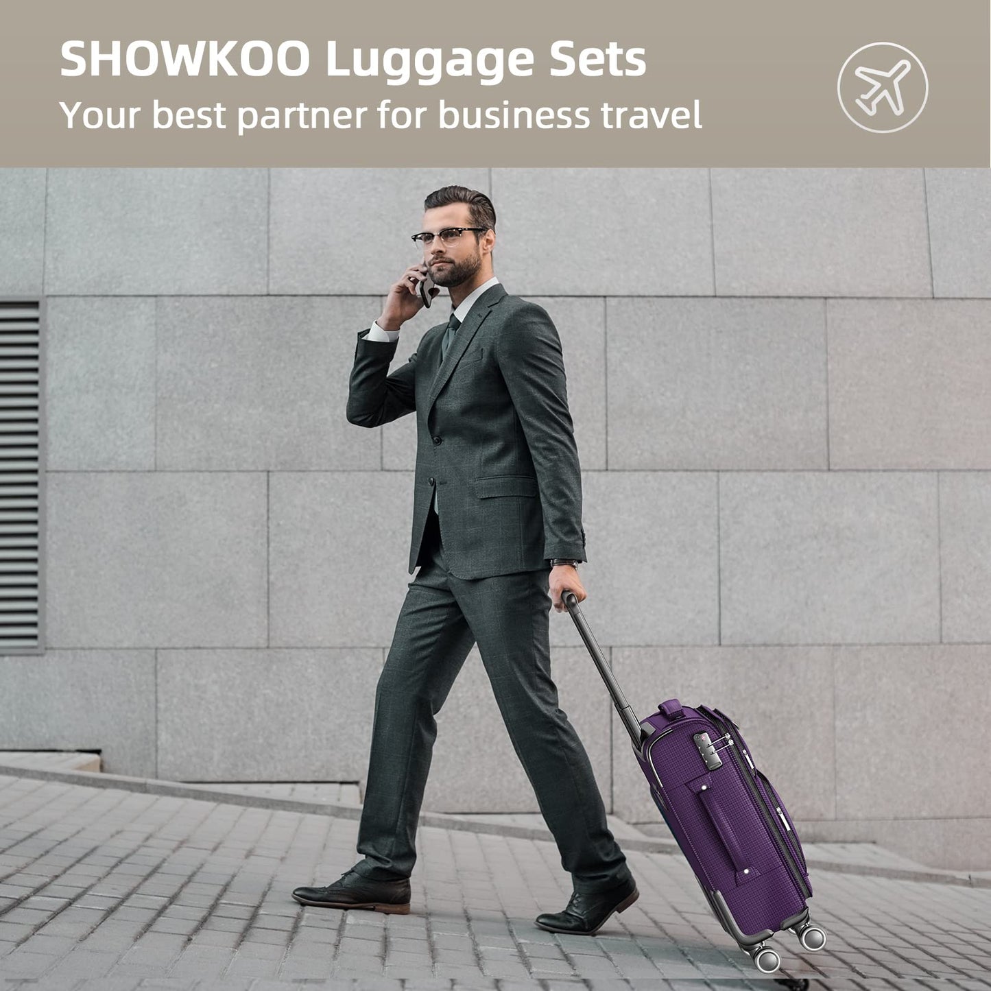 SHOWKOO Armygreen 3-Piece Expandable Luggage Set