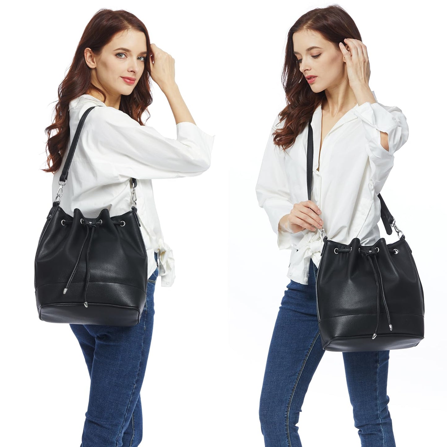 AFKOMST Chic Leather Bucket & Crossbody Bag Set