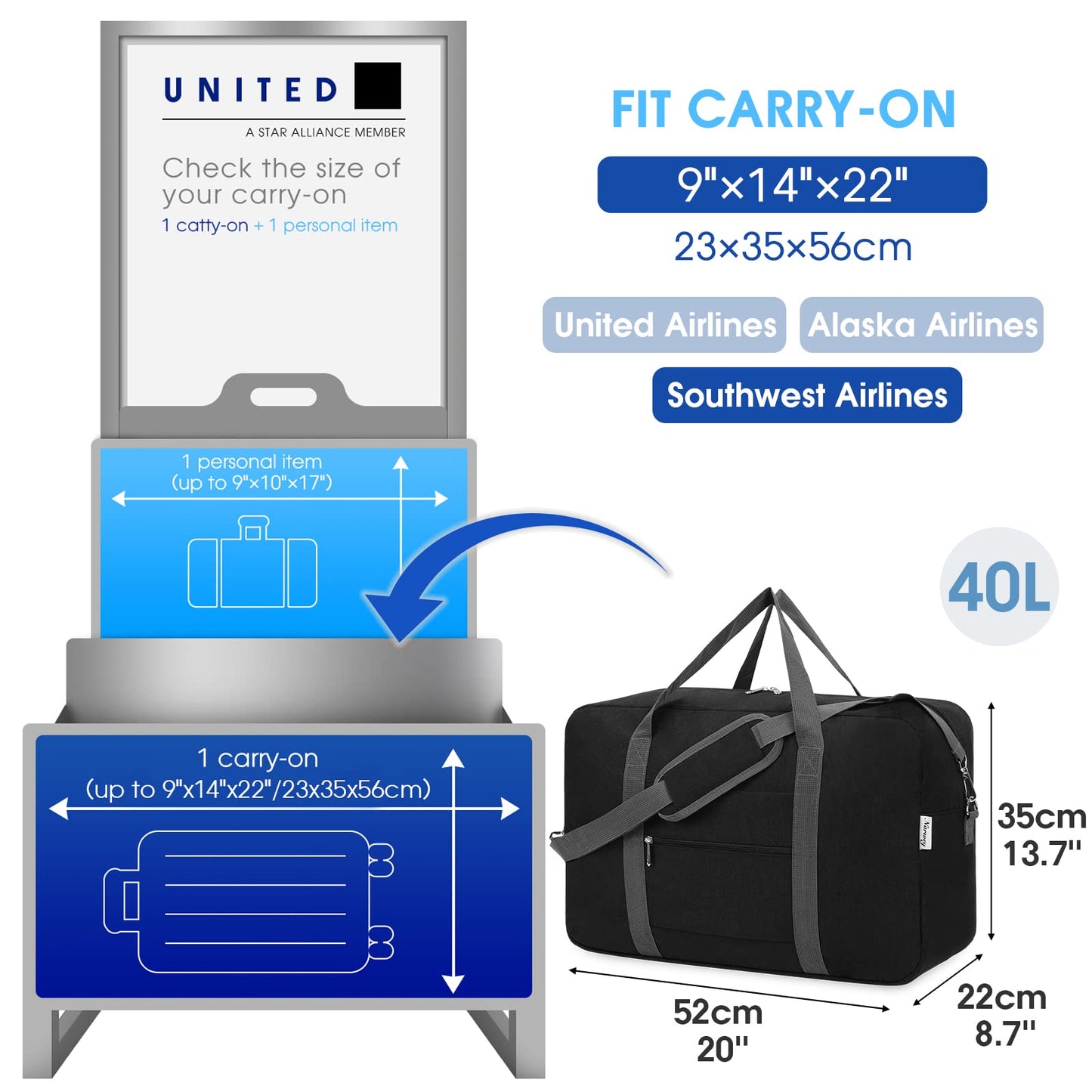 Narwey Air Duffle 22x14x9