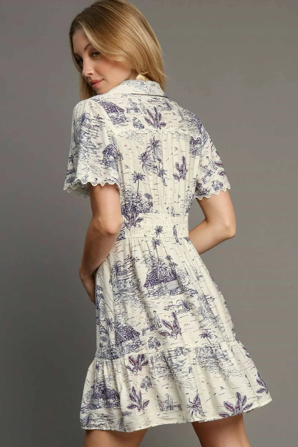 Umgee Full Size Landscape Print Collared Mini Dress Plus Size - Premium Dresses from Trendsi - Just $53.99! Shop now at Handbags Specialist Headquarter