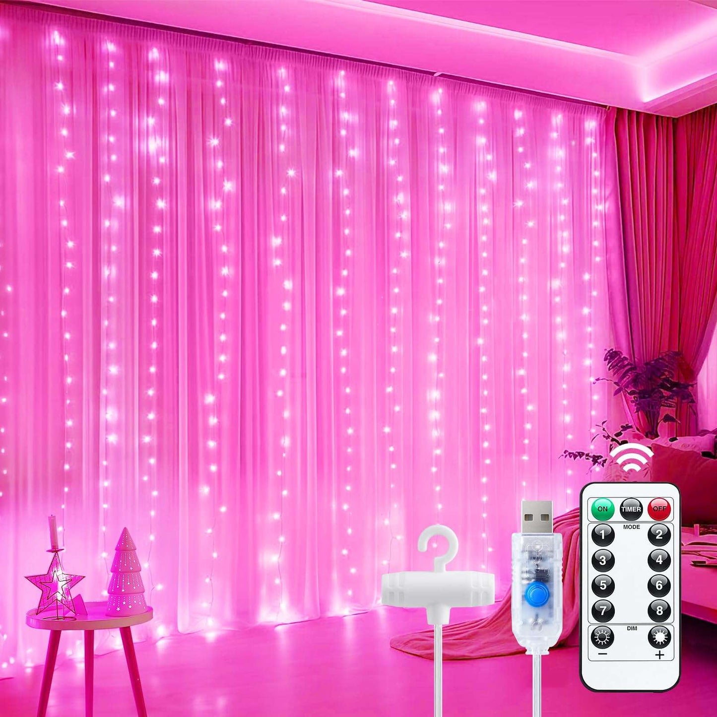 Minetom 300 LED Dimmable Fairy Curtain Lights