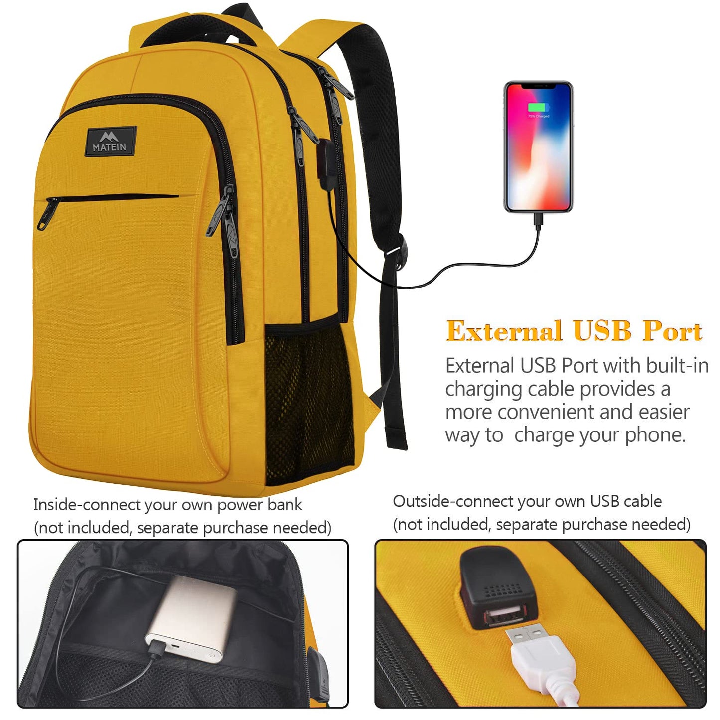 MATEIN SleekGuard Laptop Backpack with USB Port