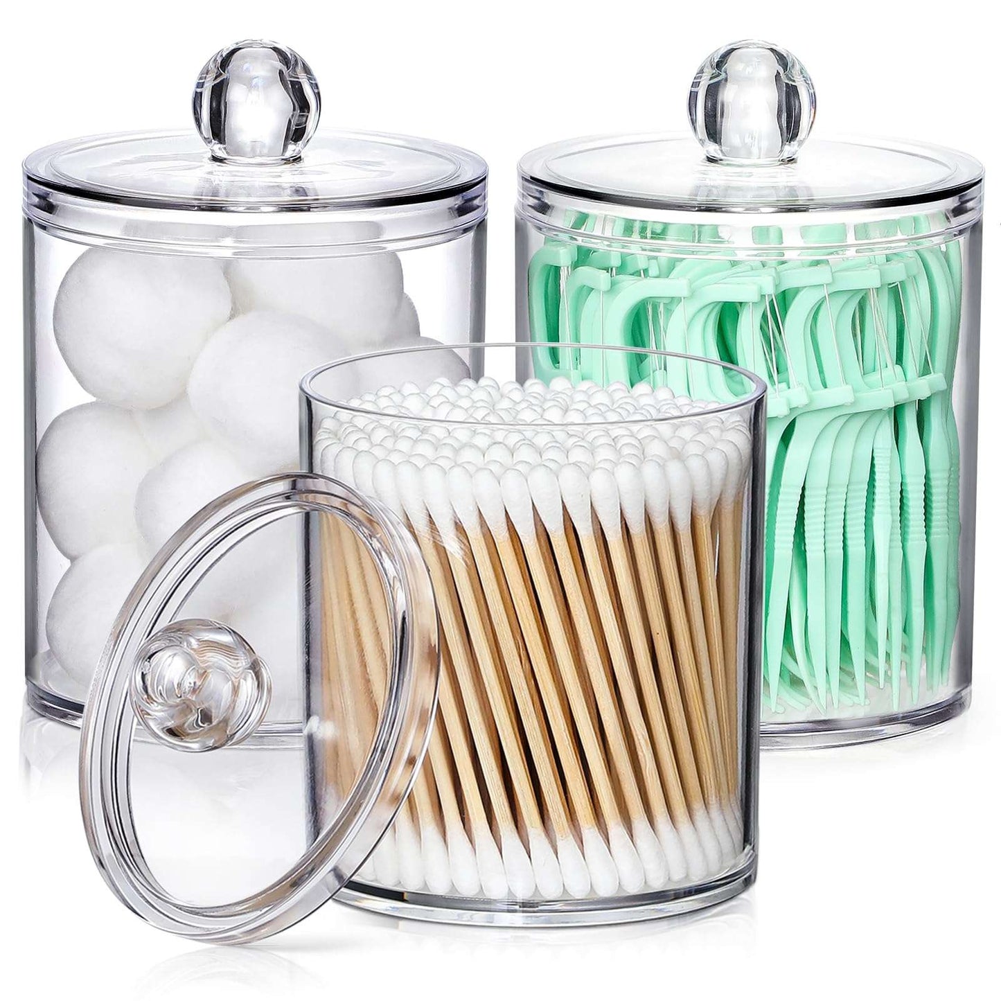 Clear Acrylic Qtip Dispenser Set - 4 Pack