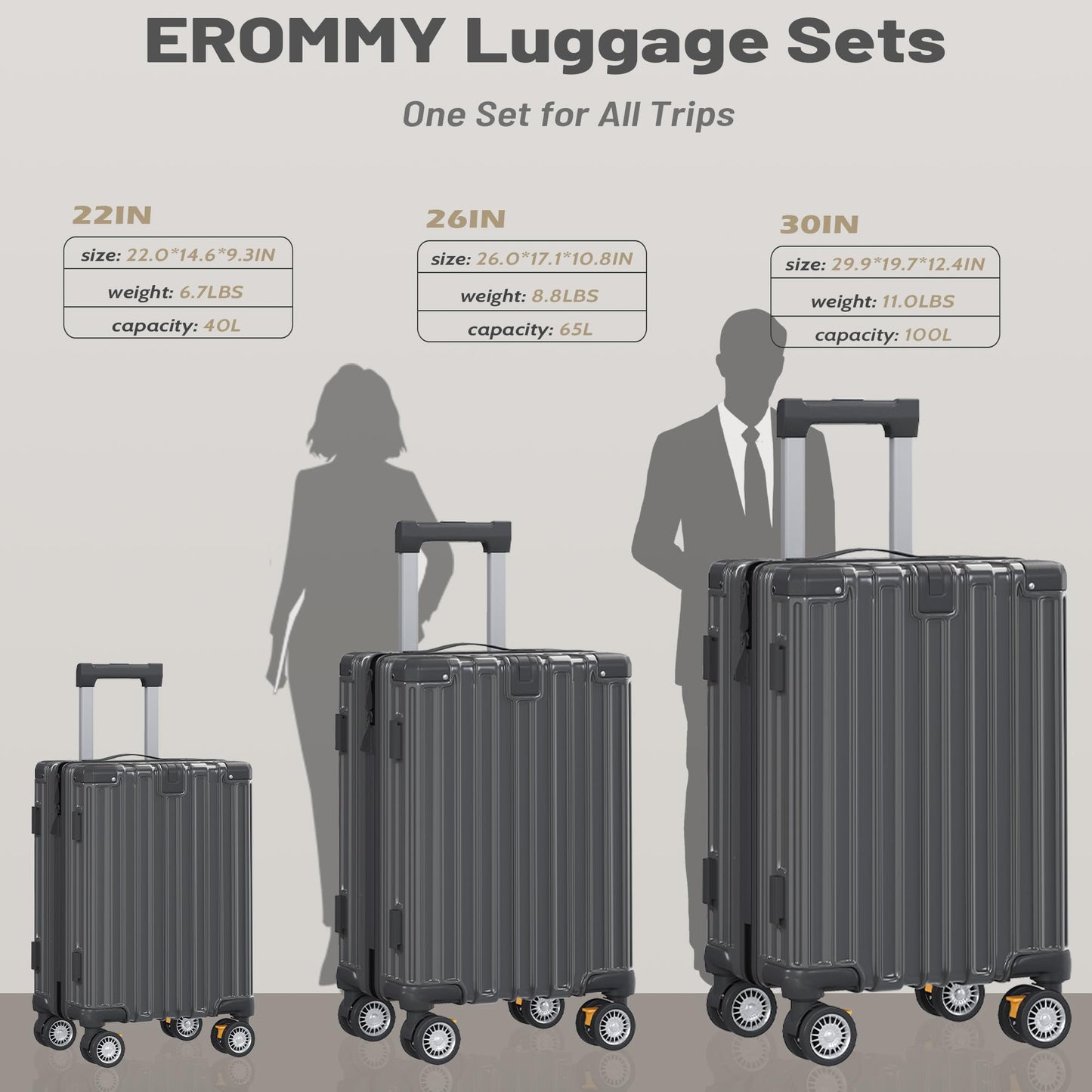 JetGlide 3pc Spinner: Expandable Hardshell Luggage