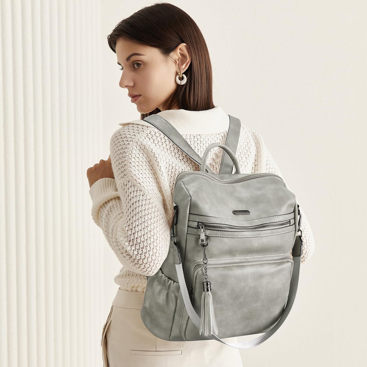 CLUCI Luxe Convertible Leather Backpack Purse