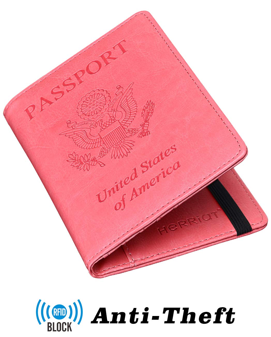 HerriaT RFID Leather Passport Wallet - Gray