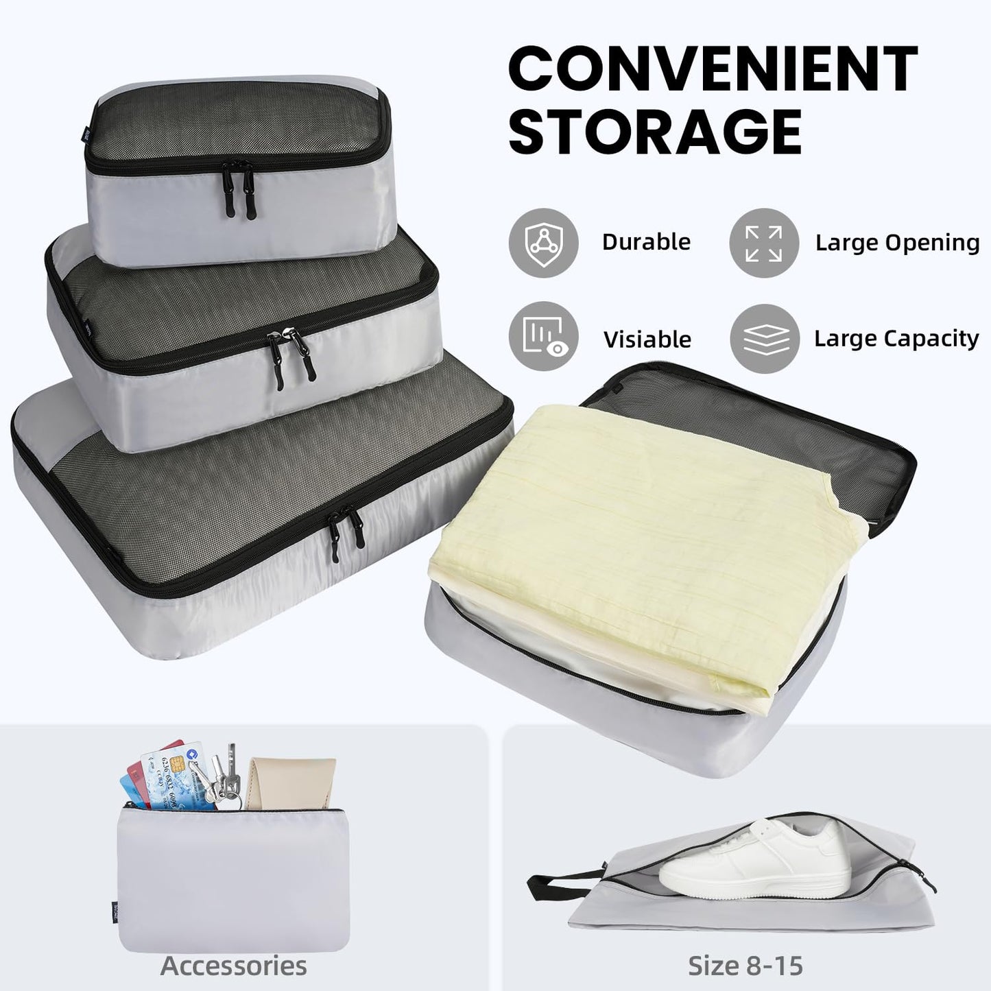 BAGAIL Travel Cubes: 8/9 Set Packing Organizers