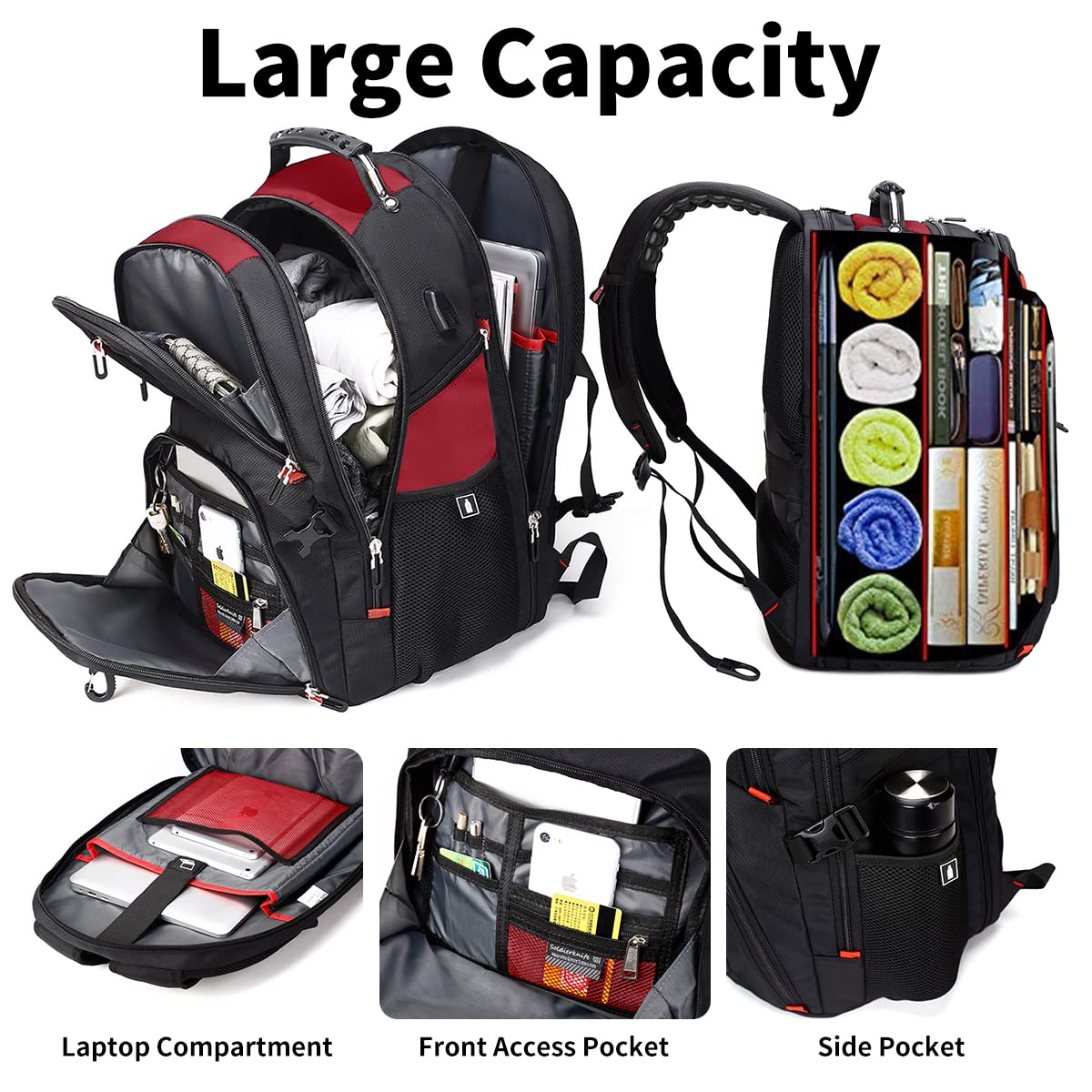 SHRRADOO 50L USB Travel Laptop Backpack - Airline Approved