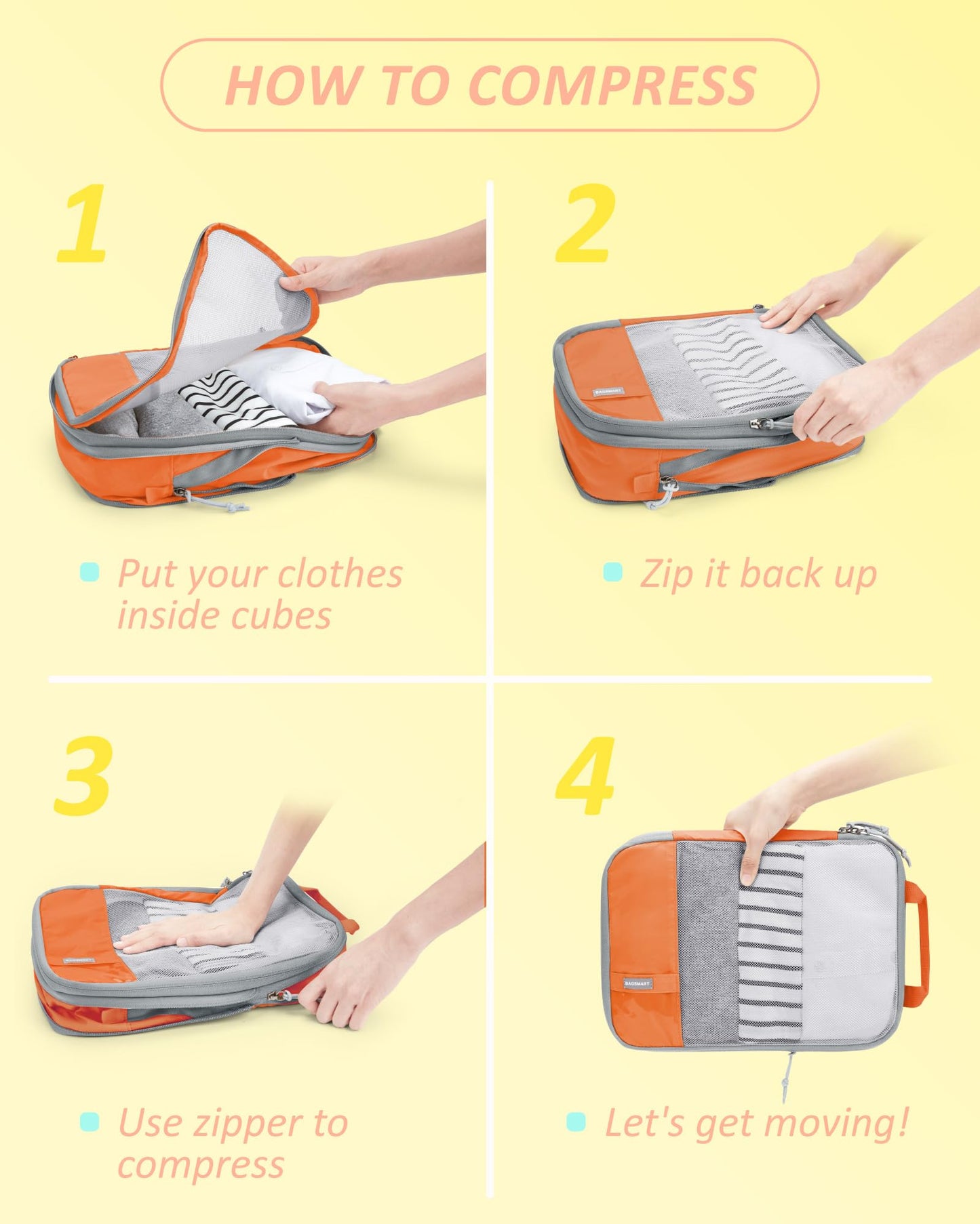 PackPro 6 Set Compression Cubes for Travel