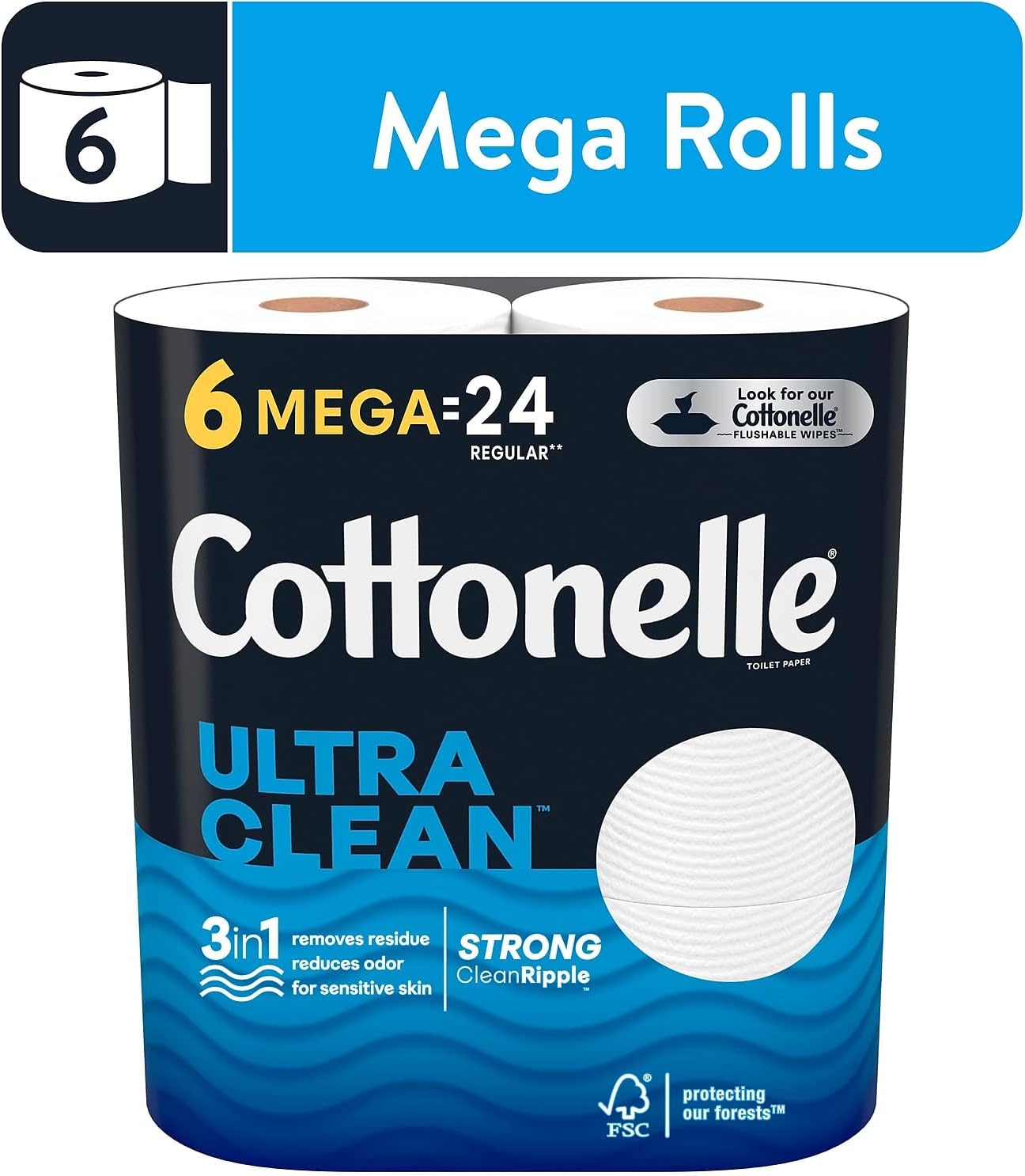 Cottonelle Ultra Clean Toilet Paper: 18 Mega Rolls (72 Regular Rolls), 284 Sheets Each