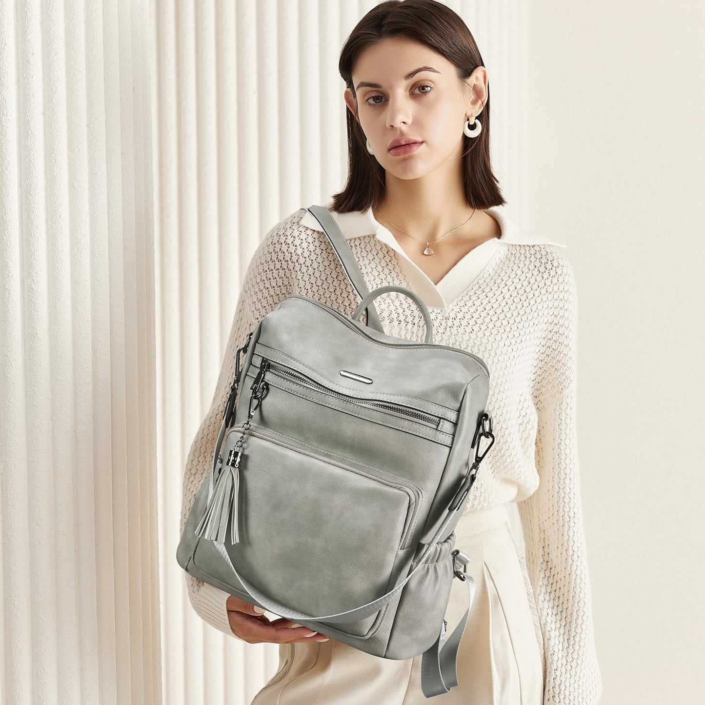 CLUCI Luxe Convertible Leather Backpack Purse
