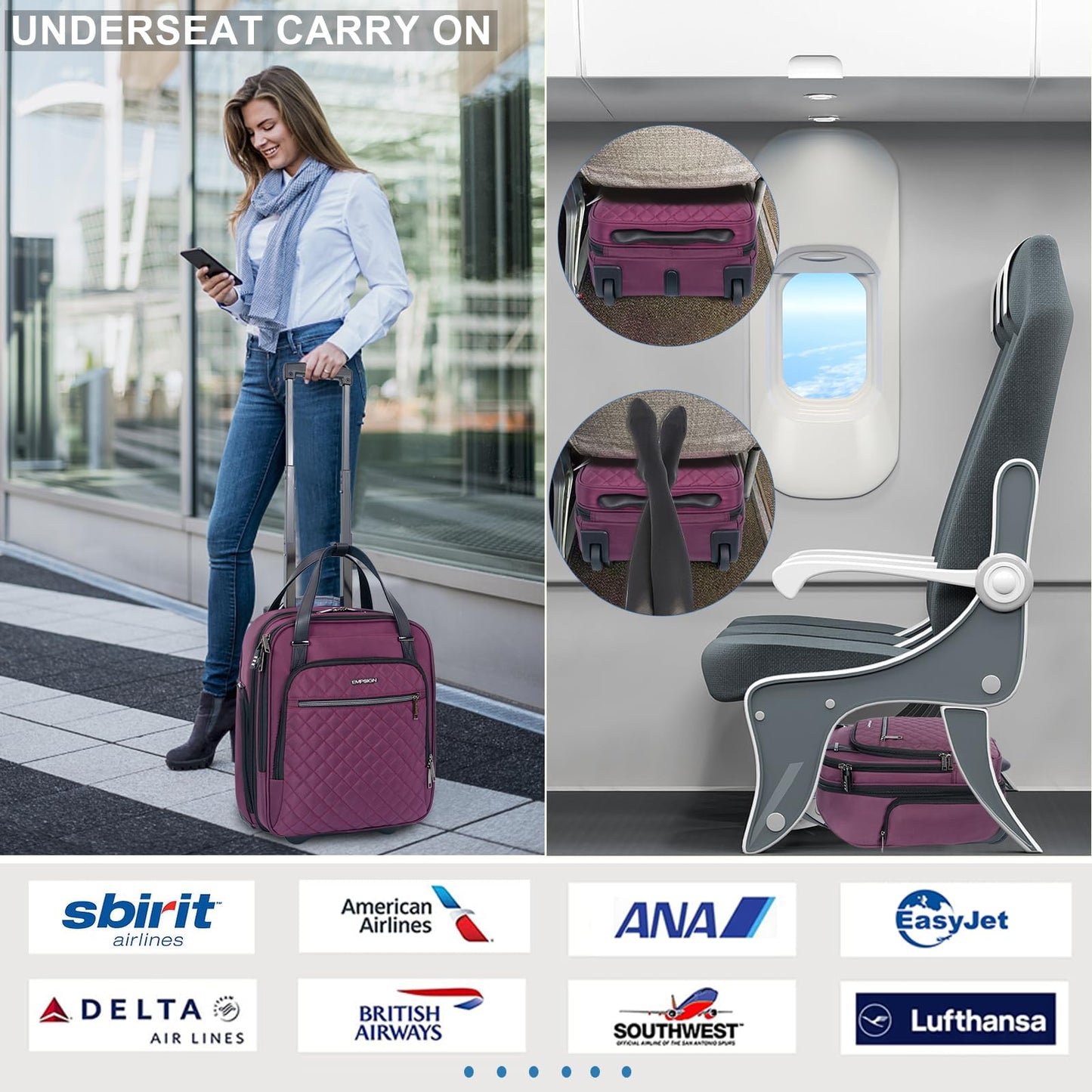 EMPSIGN 16 Wheeled Underseat Travel Bag