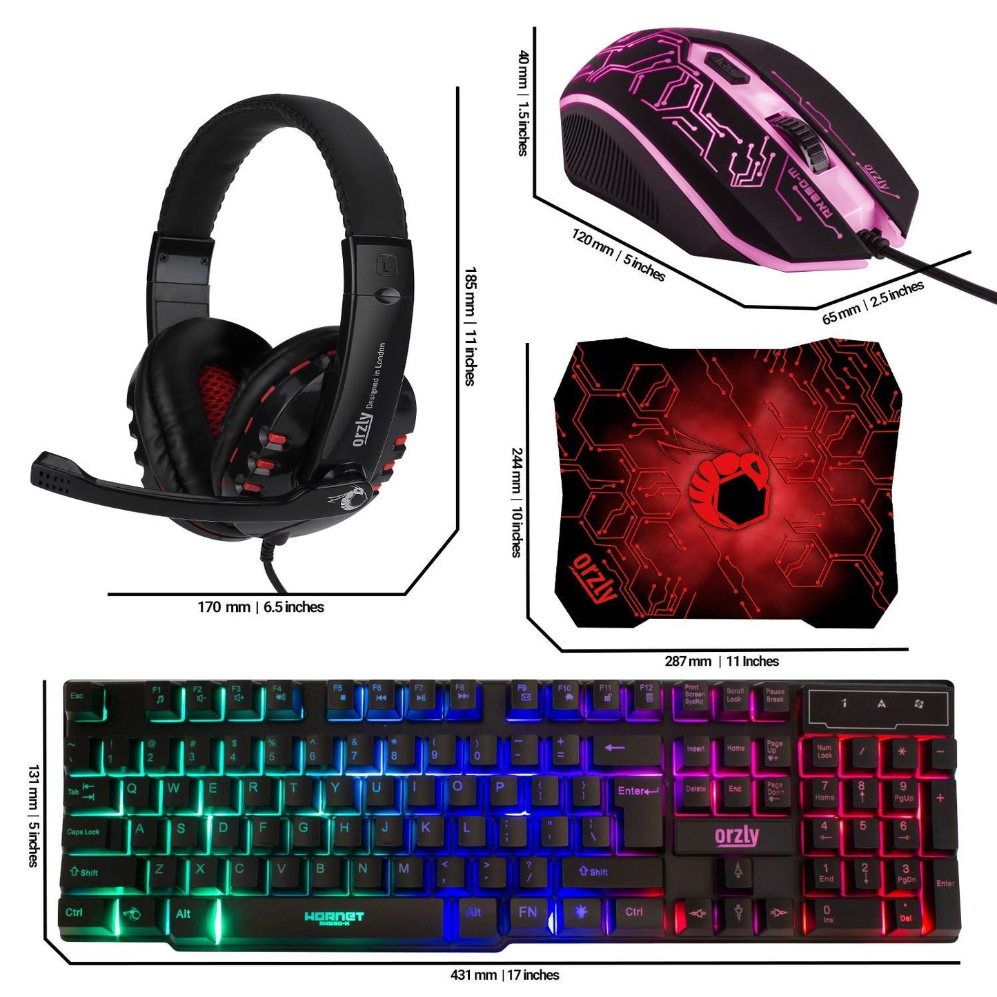 Hornet RX-250: 4-in-1 RGB Gaming Gear Bundle