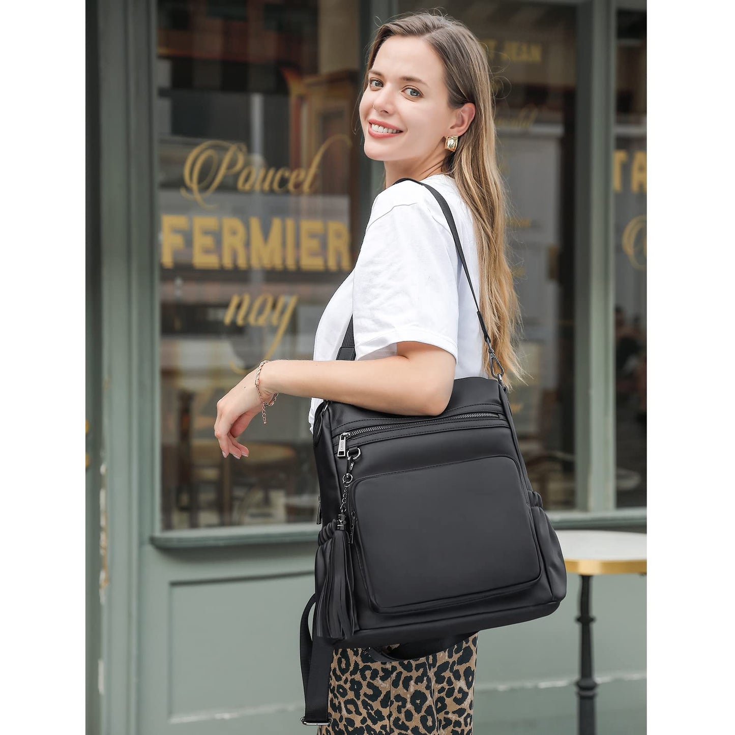 CLUCI Luxe Convertible Leather Backpack Purse