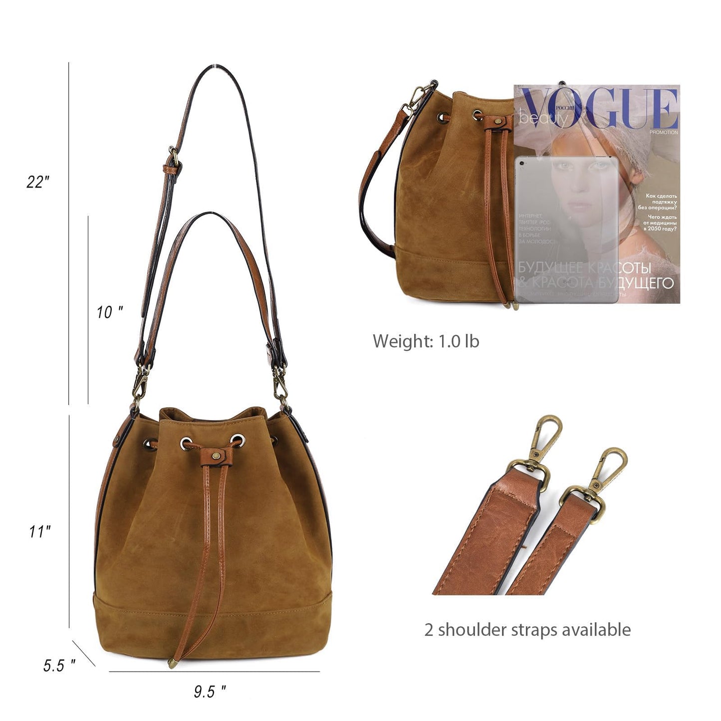 AFKOMST Chic Leather Bucket & Crossbody Bag Set