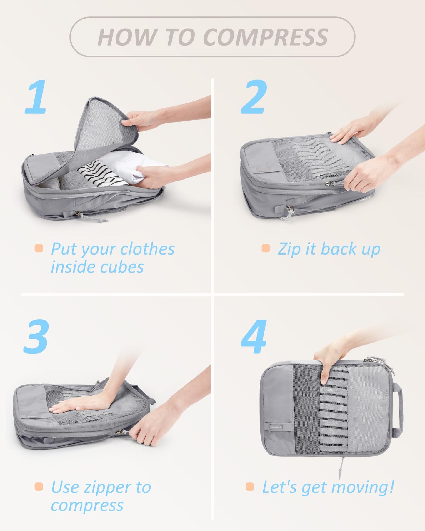 PackPro 6 Set Compression Cubes for Travel