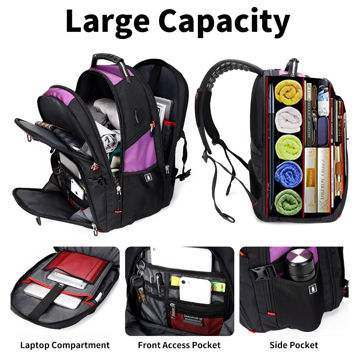 SHRRADOO 50L USB Travel Laptop Backpack - Airline Approved