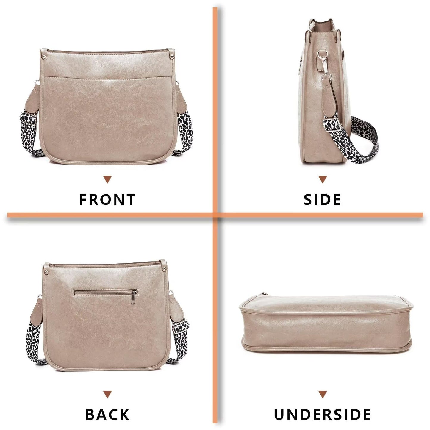 AUYOCO Chic Vegan Leather Crossbody Bag with Strap