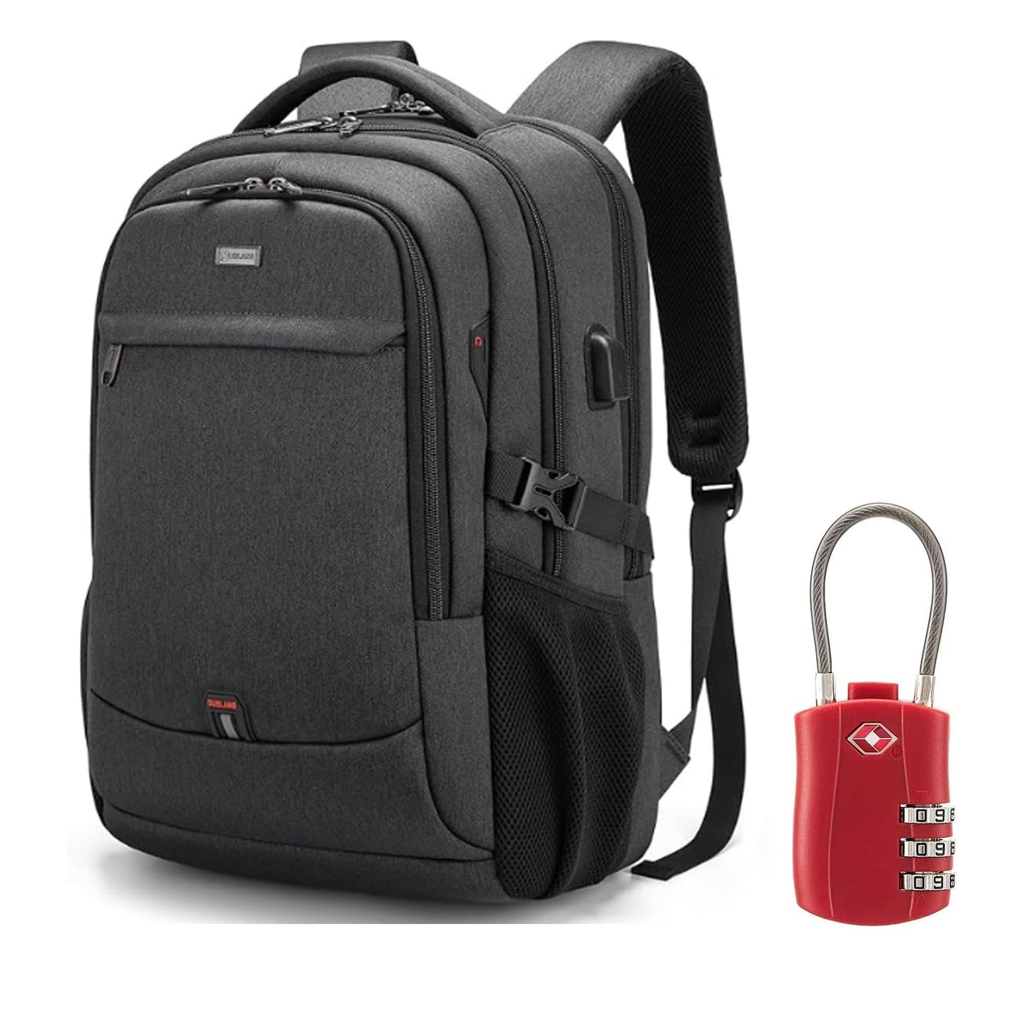 DUSLANG Travel Laptop Backpack with USB Port - Black