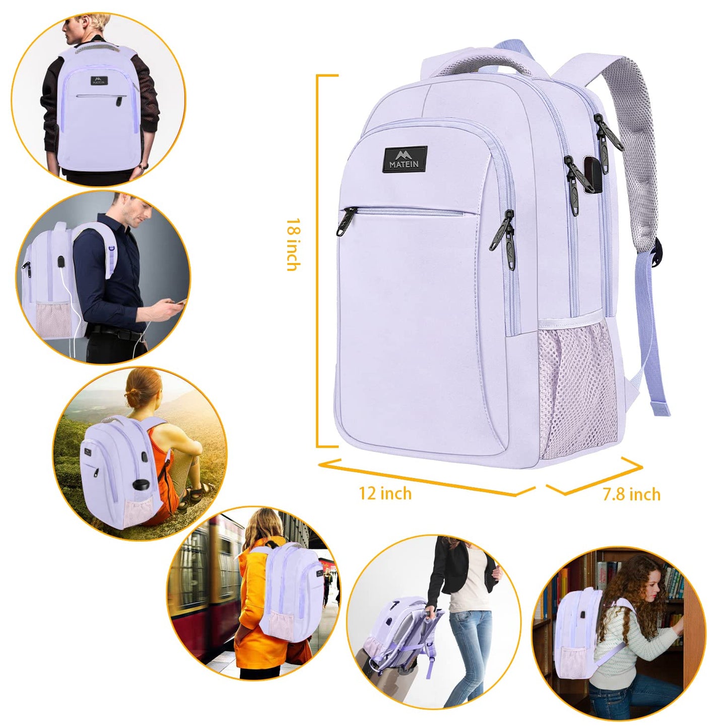 MATEIN SleekGuard Laptop Backpack with USB Port