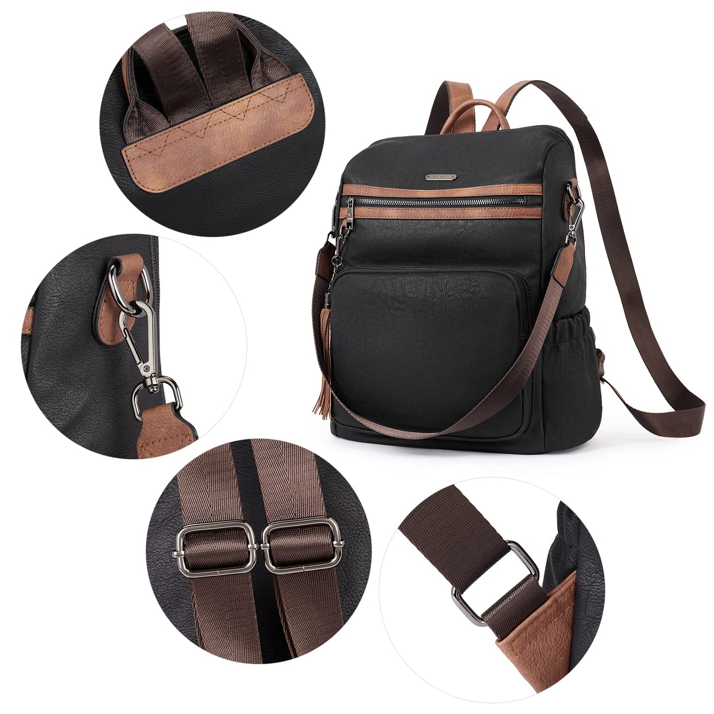 CLUCI Luxe Convertible Leather Backpack Purse