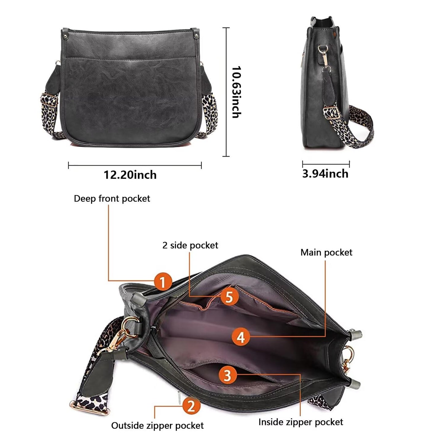 AUYOCO Chic Vegan Leather Crossbody Bag with Strap