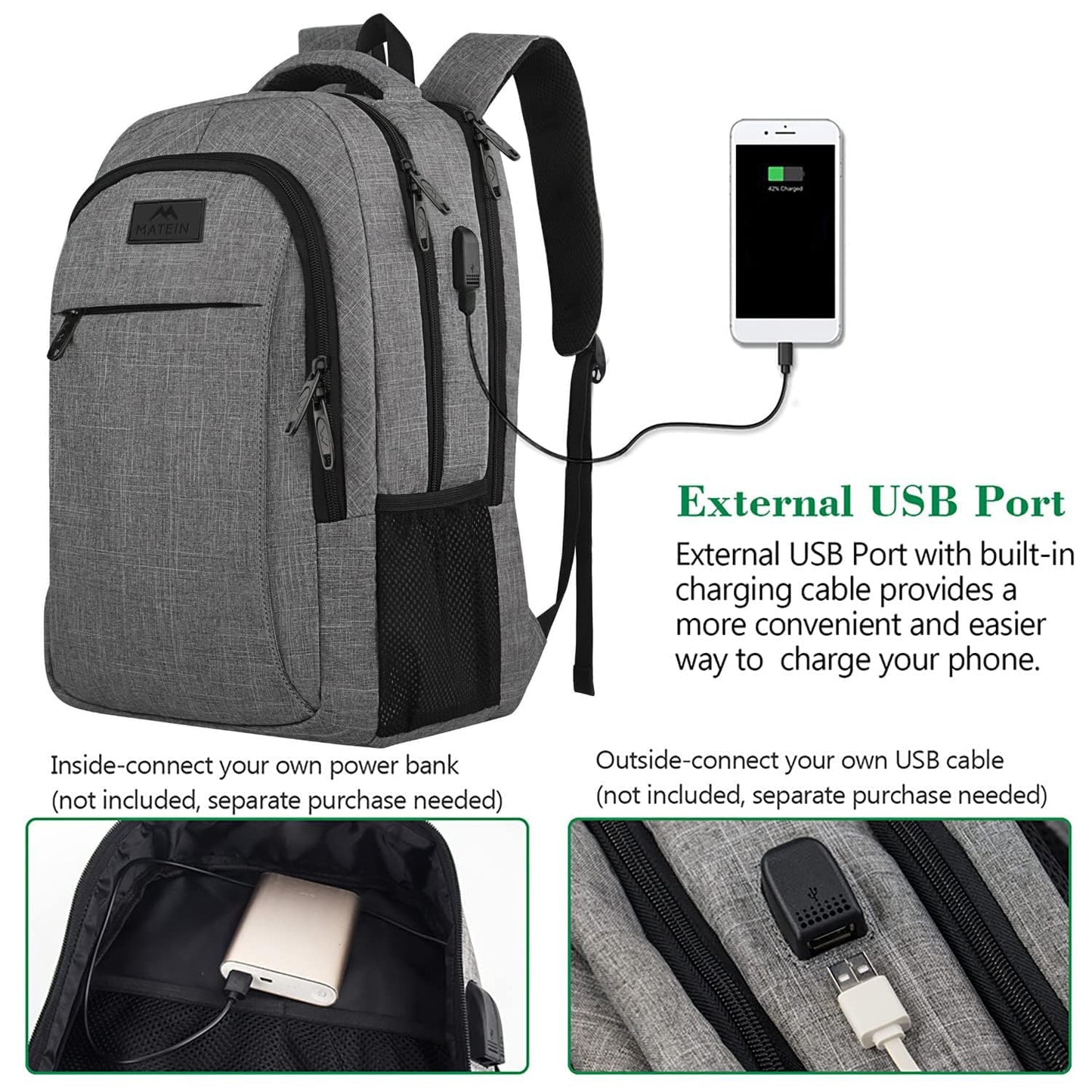 MATEIN SleekGuard Laptop Backpack with USB Port