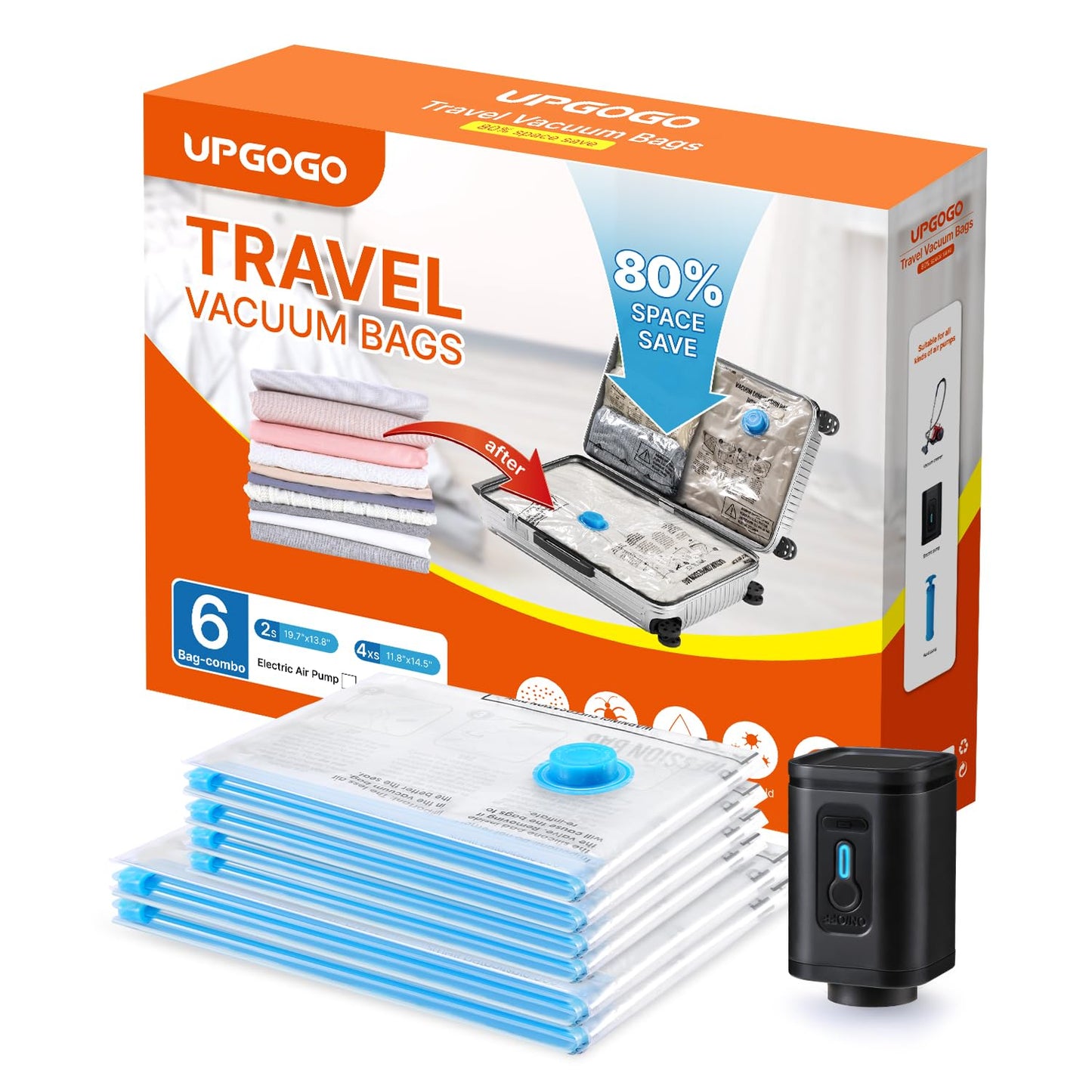 Vacuum Space Saver Bags - 6 Pack Travel Combo
