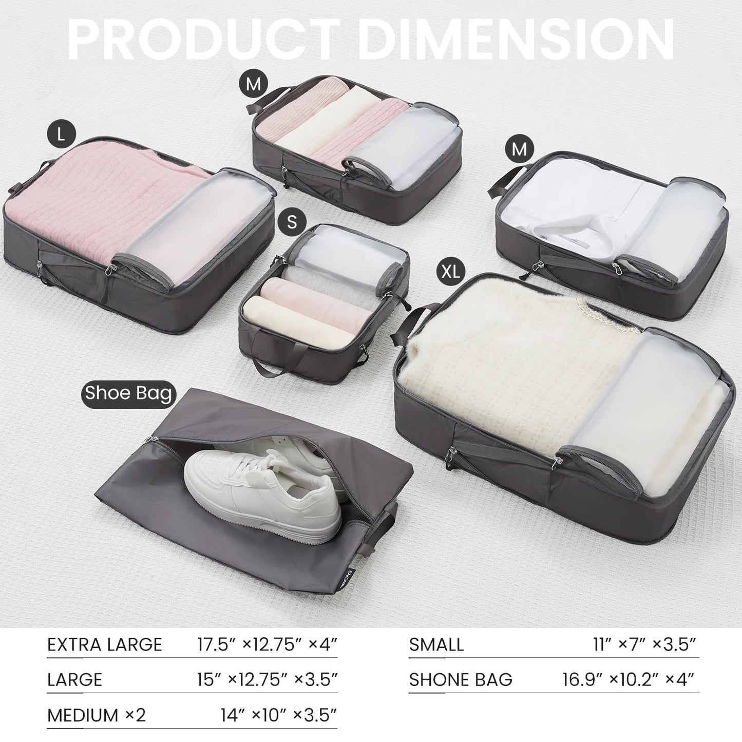 BAGAIL Travel Compression Cubes Set for Packing Ease