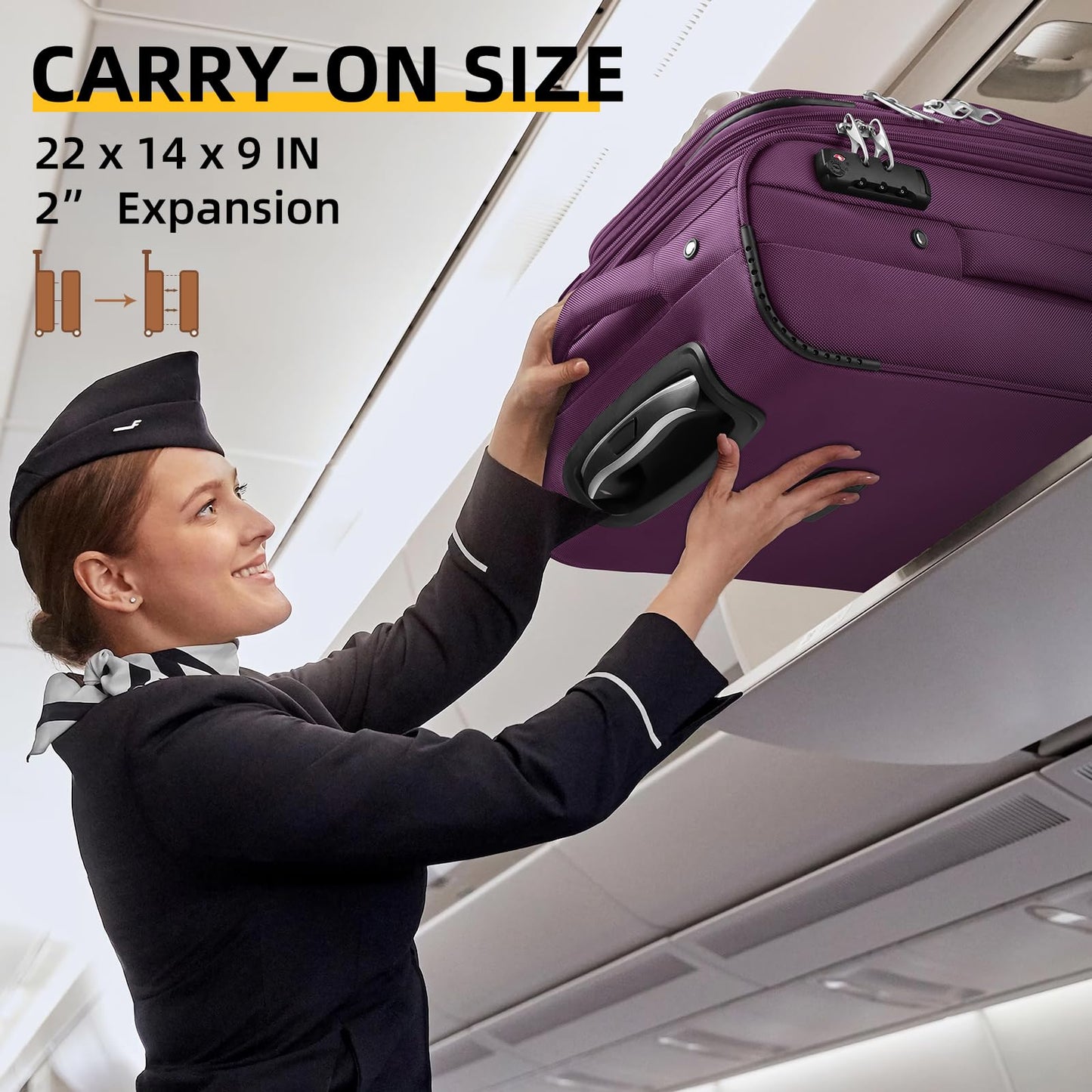 LARVENDER Expandable 5-Piece Spinner Luggage Set