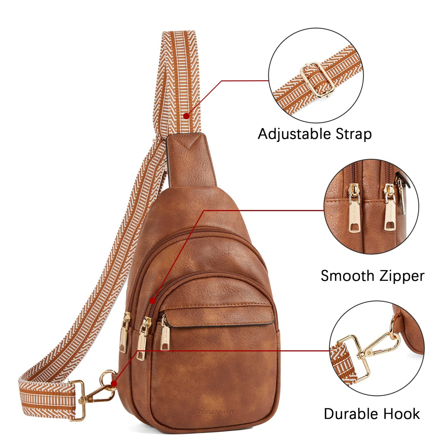 BOSTANTEN Chic Leather Crossbody Sling Bag
