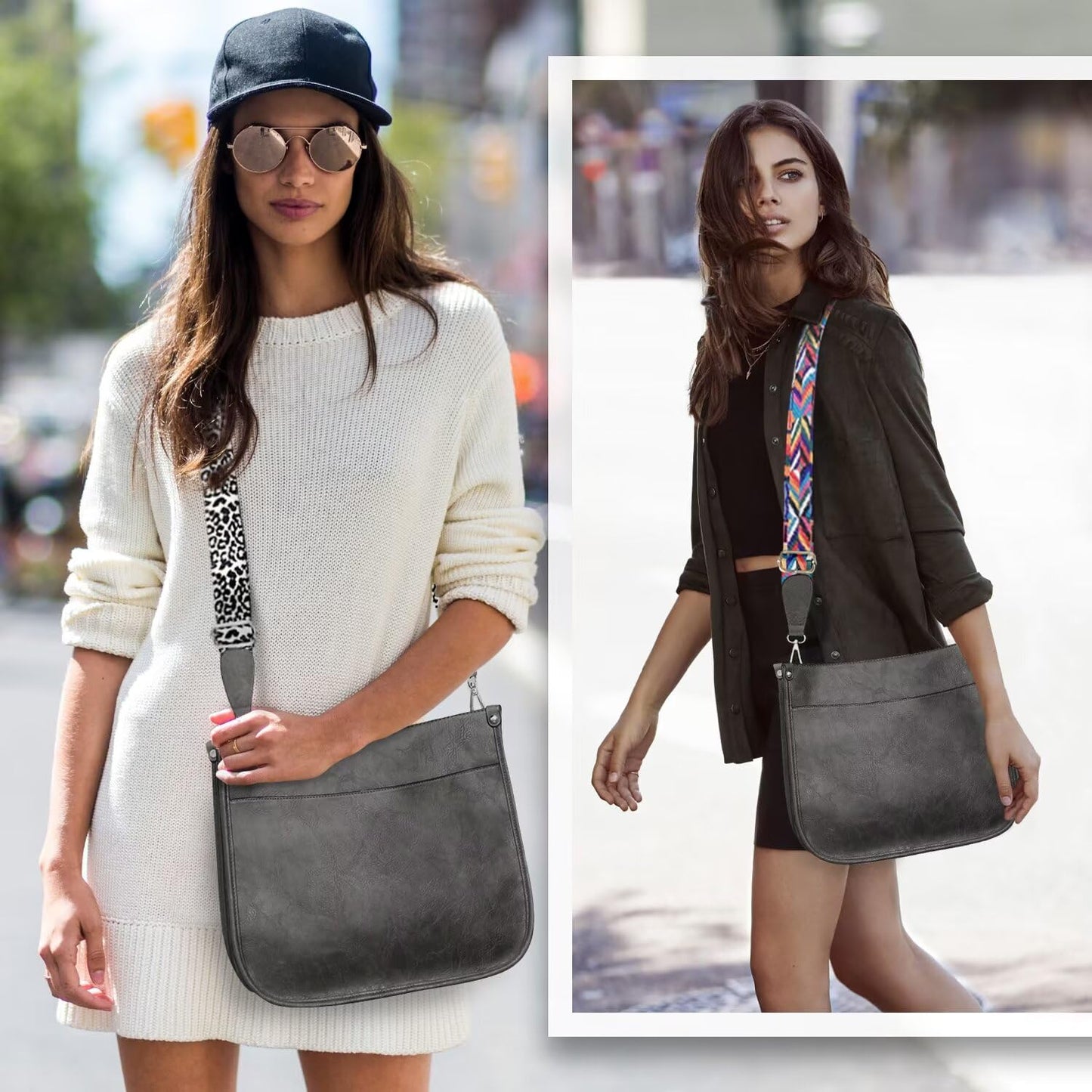AUYOCO Chic Vegan Leather Crossbody Bag with Strap