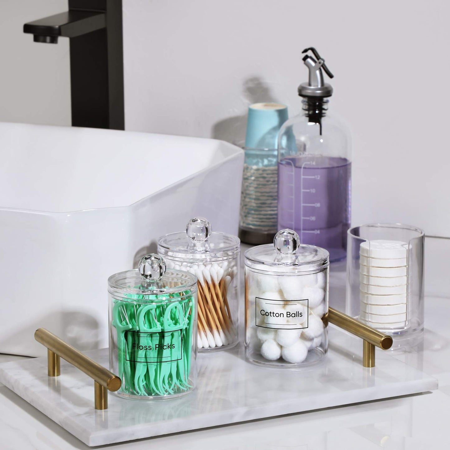 Clear Acrylic Qtip Dispenser Set - 4 Pack