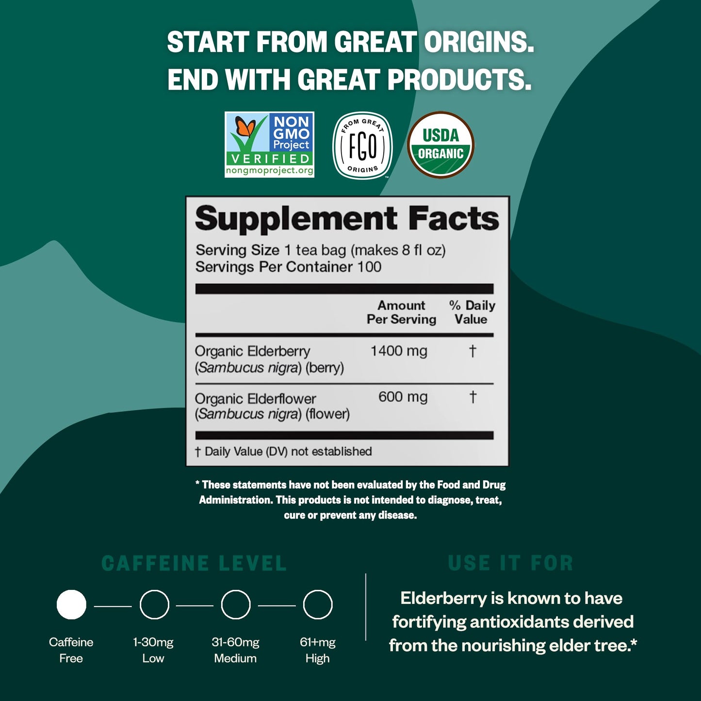 ElderZen Organic Tea - Caffeine-Free Eco Bags