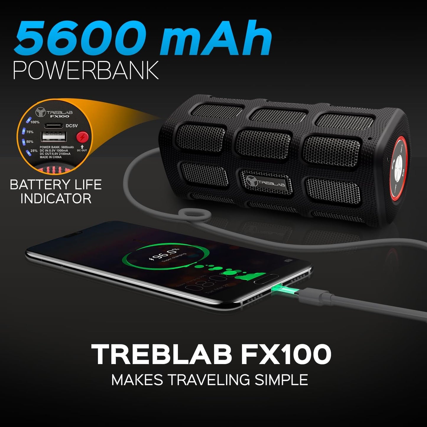 FX100 Bluetooth Speaker - Durable, Waterproof, Portable
