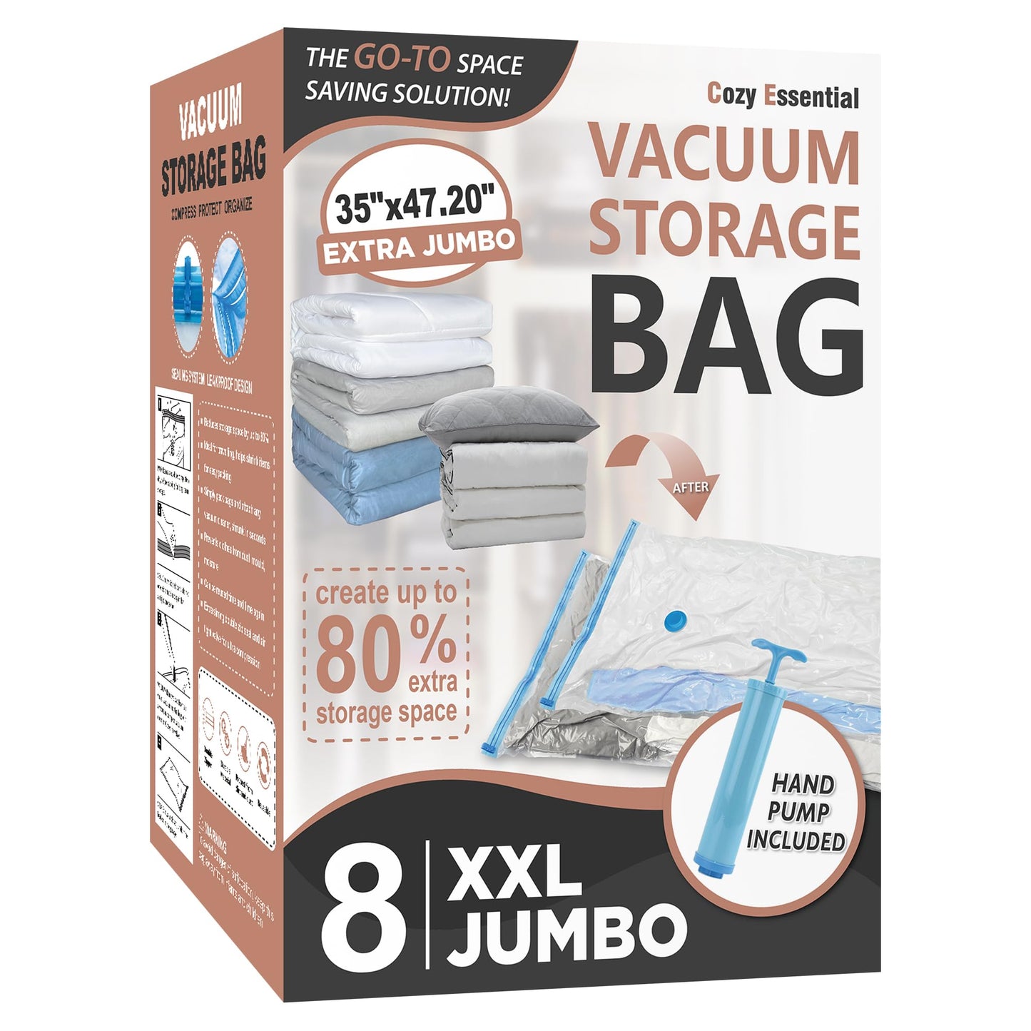 CozyVac Travel Bags with Pump - 6 Pack Space Savers