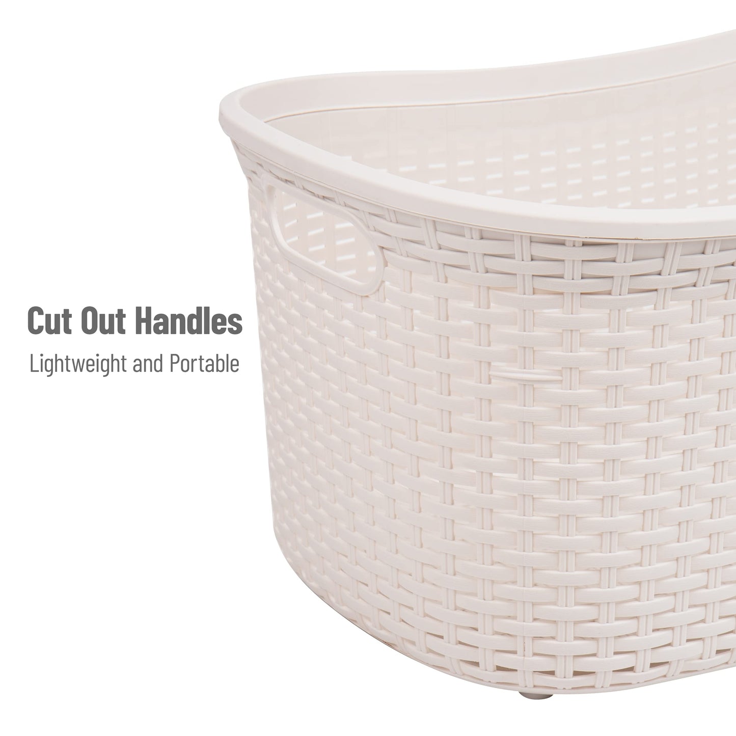 Ivory Wicker Mind Reader 40L Laundry Basket
