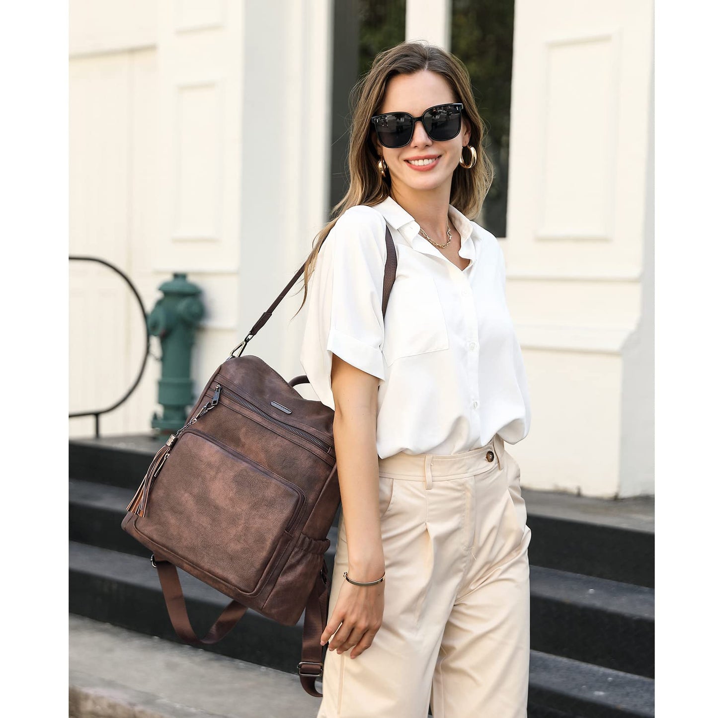 CLUCI Luxe Convertible Leather Backpack Purse