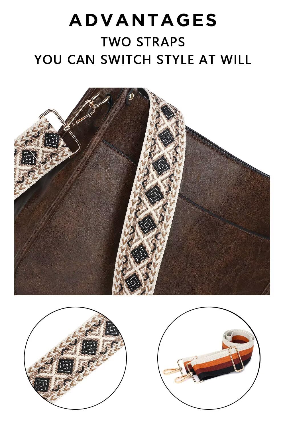 AUYOCO Chic Vegan Leather Crossbody Bag with Strap