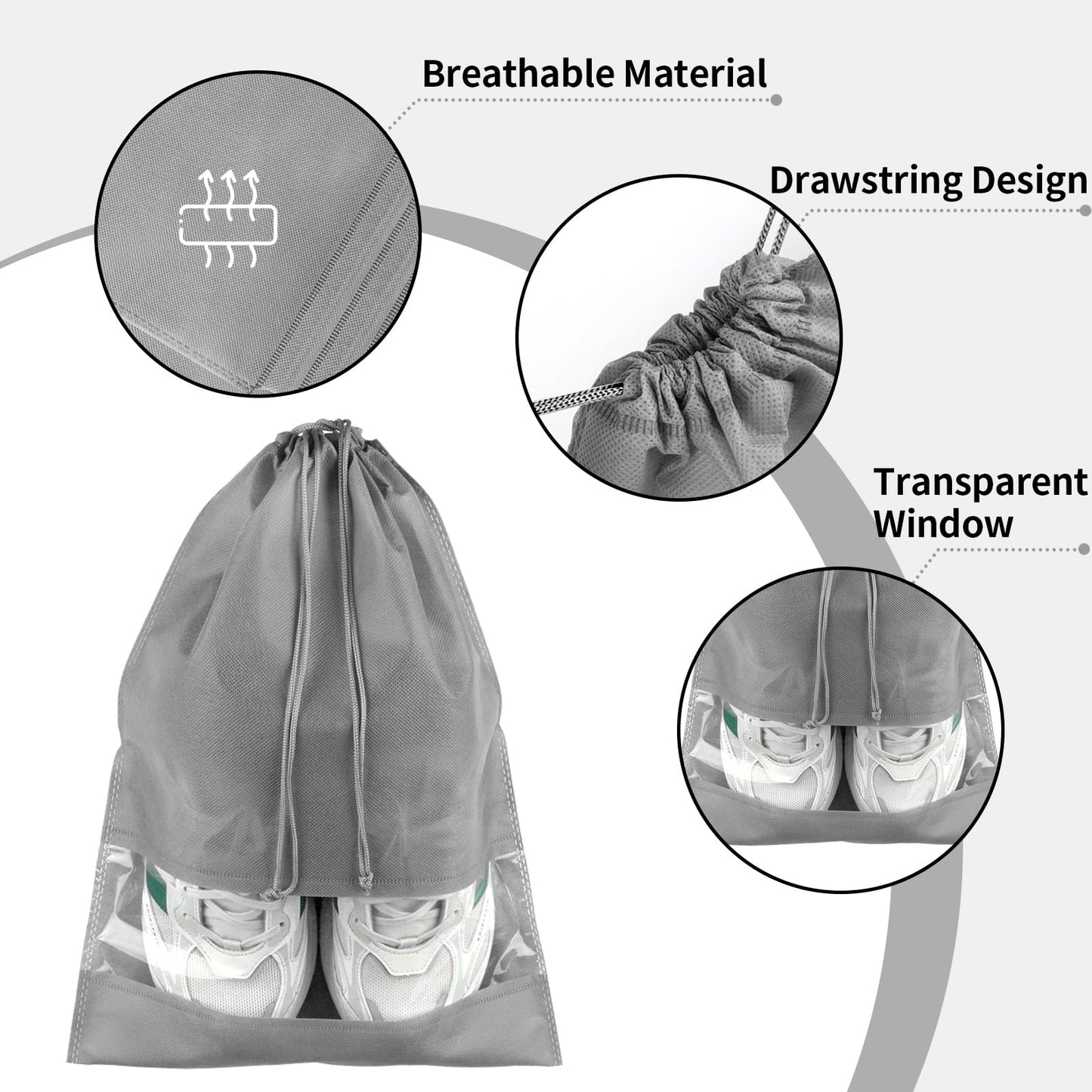 Clear View Travel Shoe Bags - 12 Pack