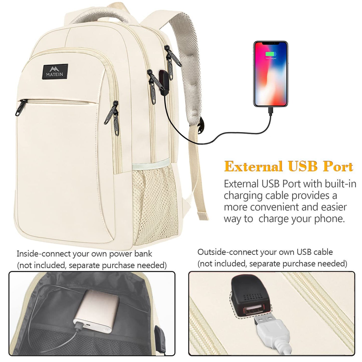 MATEIN SleekGuard Laptop Backpack with USB Port