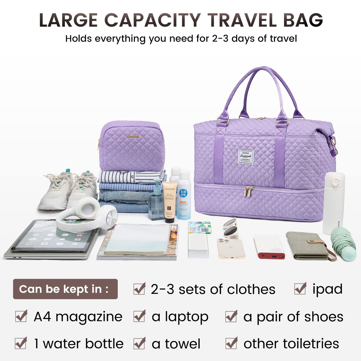 LOVEVOOK All-in-One Duffle: Travel & Gym Ready