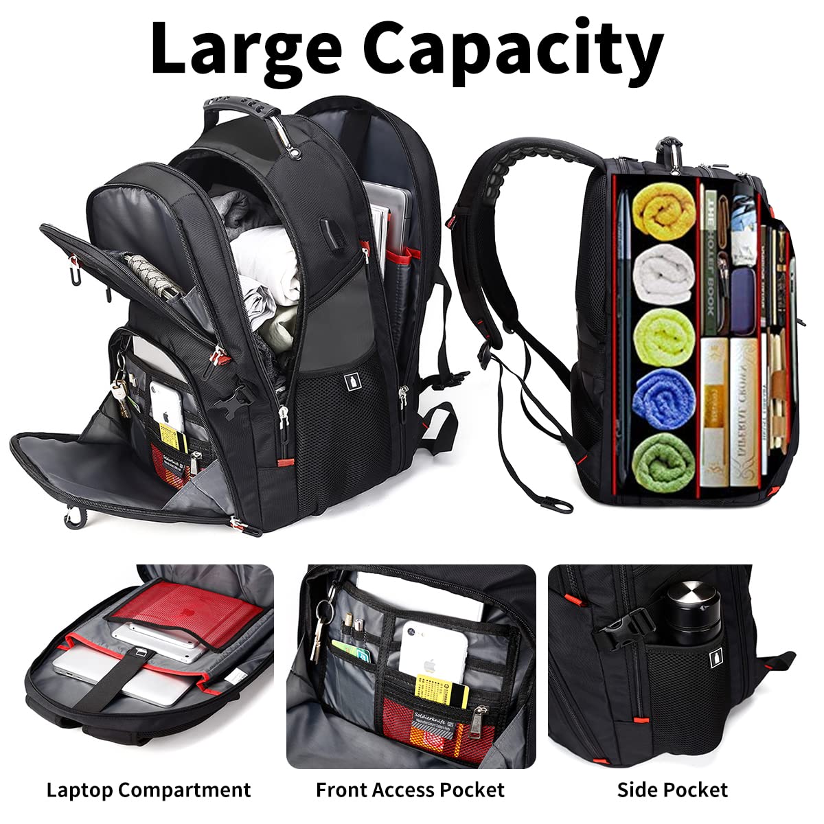 SHRRADOO 50L USB Travel Laptop Backpack - Airline Approved
