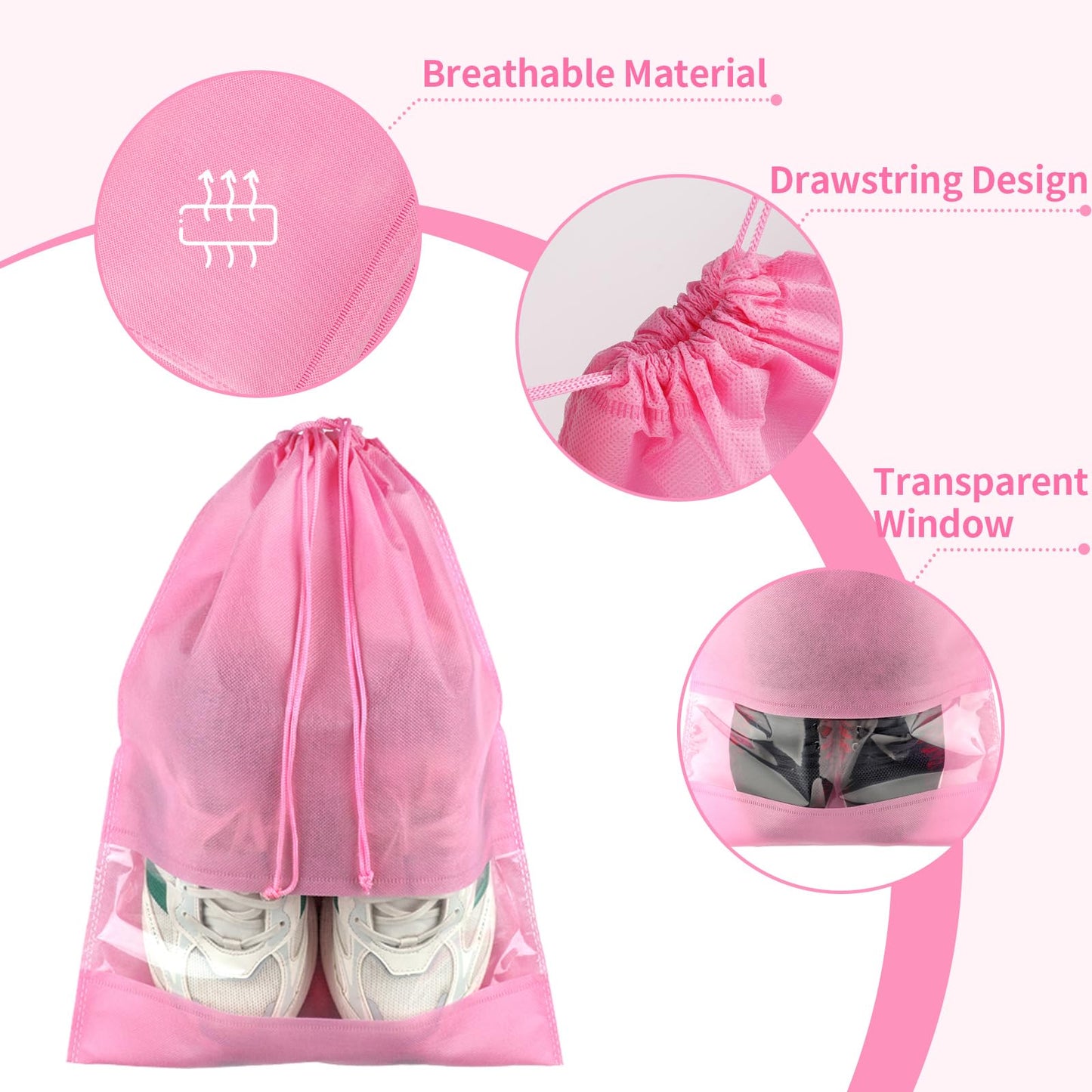 Clear View Travel Shoe Bags - 12 Pack