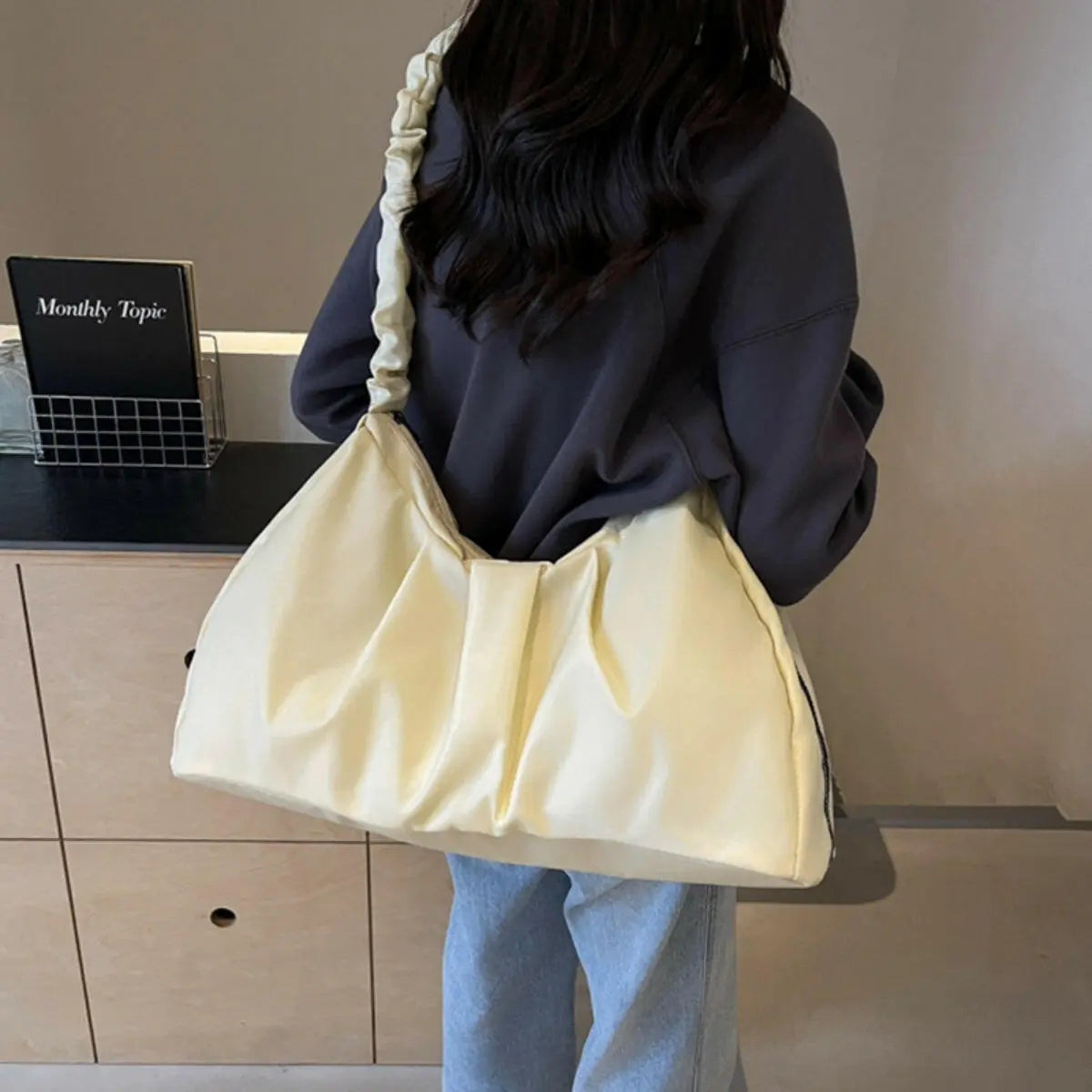 Ruched Large Tote Bag.