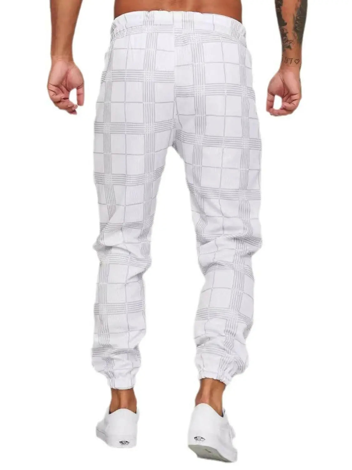 Men's Plus Size Plaid Drawstring Pants.