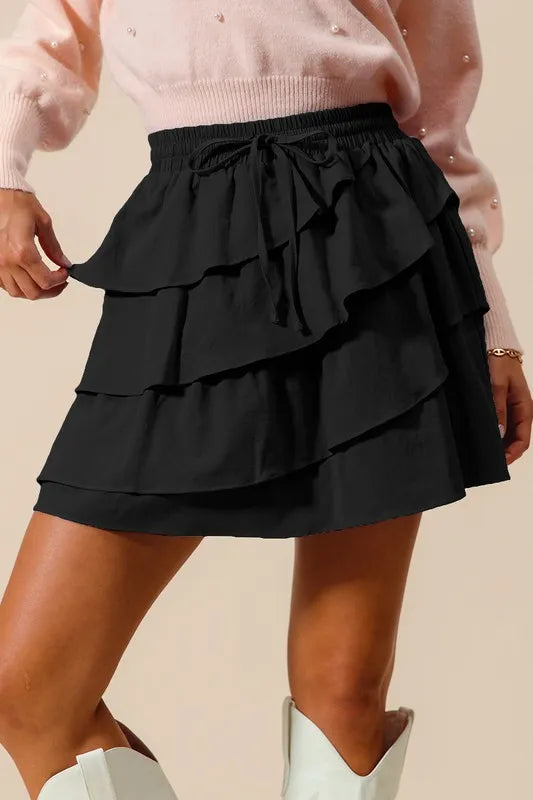 SO ME Asymmetrical Ruffled Game Day Skirt - Premium Skirts from Trendsi - Just $44.99! Shop now at Handbags Specialist Headquarter